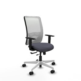PIQUERAS Y CRESPO Silla de oficina Zulema con mecanismo Sincro/Traslack, Gris oscuro y Blanco