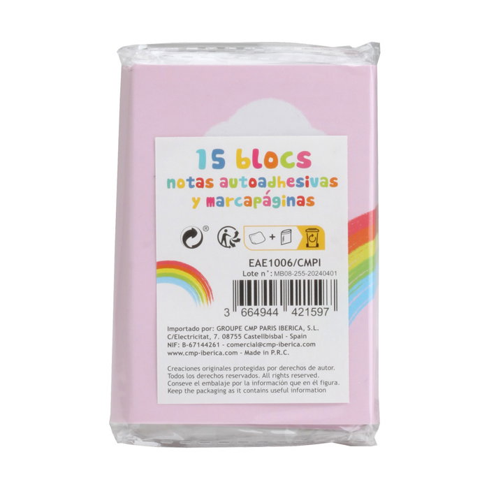 CMP General Juego de 15 Bloc Notas Autoadhesivas 10 de 55x42 mm y 5 Marcadores de 55x17 mm