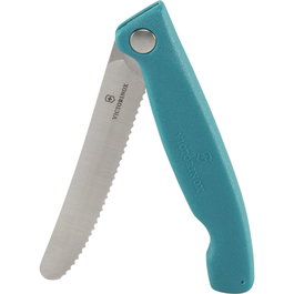 Victorinox Swiss Classic Cuchillo de Pelar Plegable Verde con Hoja Serrada Detectable de 11 cm, Acero Inoxidable