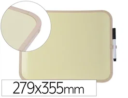 Bi-Office Pizarra Blanca Magnética Easy con Rotulador, Color Amarillo, 279 x 355 mm