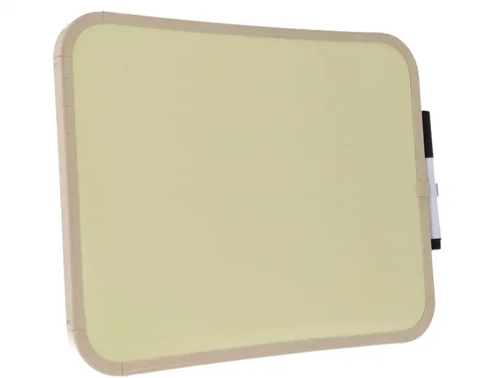 Bi-Office Pizarra Blanca Magnética Easy con Rotulador, Color Amarillo, 279 x 355 mm