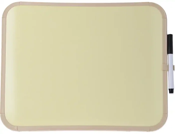 Bi-Office Pizarra Blanca Magnética Easy con Rotulador, Color Amarillo, 279 x 355 mm