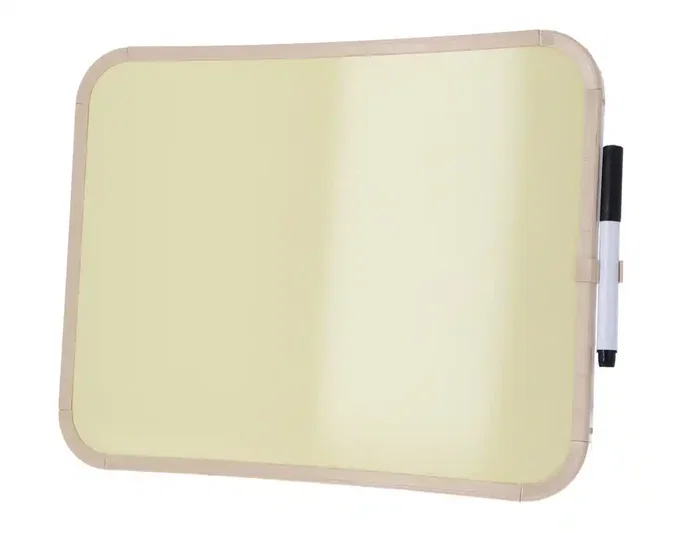 Bi-Office Pizarra Blanca Magnética Easy con Rotulador, Color Amarillo, 279 x 355 mm