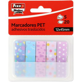 Banderitas Adhesivas Fixo Notes Popup Traslucidas 12X45Mm Fiesta Pack De 5 (Set de 24)