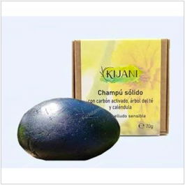 KIJANI Champu Solido Cabello Sensible Carbon Activado 70G con Aloe Vera y Calendula para Psoriasis y Picor