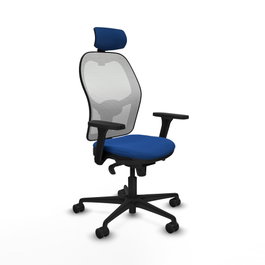 PIQUERAS Y CRESPO Silla de oficina Jorquera con mecanismo Sincro, Azul y Blanco