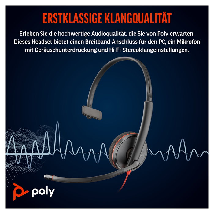 Poly Blackwire 3210 Monaural USB-C con Adaptador USB-C/A Poly Blackwire 3210 Monaural USB-C con Adaptador USB-C/A