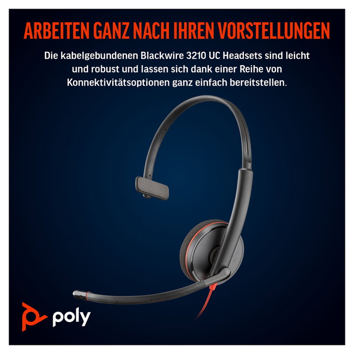 Poly Blackwire 3210 Monaural USB-C con Adaptador USB-C/A Poly Blackwire 3210 Monaural USB-C con Adaptador USB-C/A