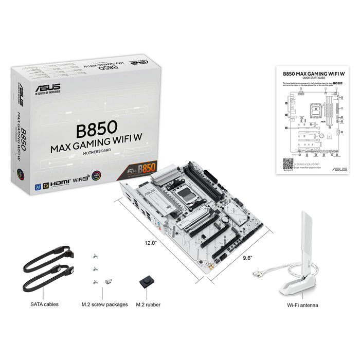ASUS B850 MAX GAMING WIFI W AMD B850 AM5 ATX Blanco