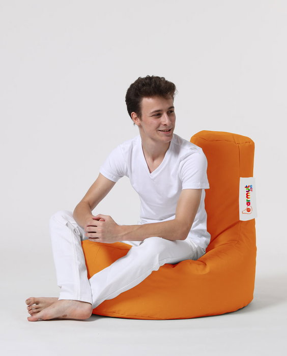Atelier Del Sofa Puf de Jardín Naranja con Relleno de Espuma de Poliestireno Reciclada, Resistente al Agua, 70x80x35 cm
