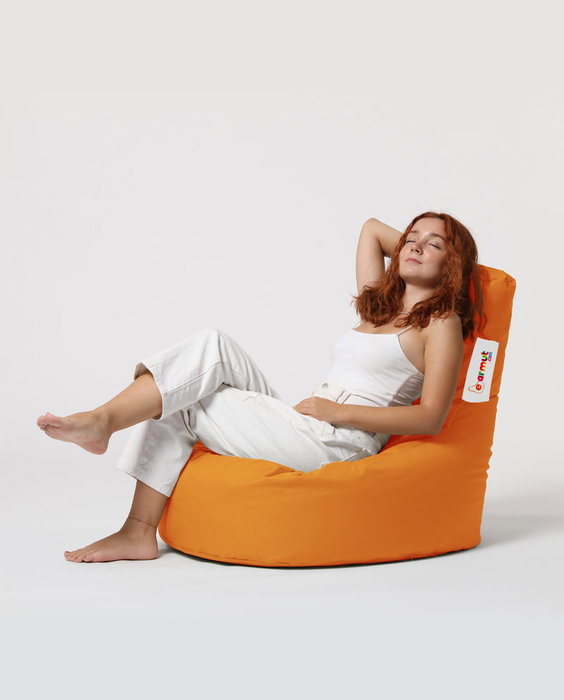 Atelier Del Sofa Puf de Jardín Naranja con Relleno de Espuma de Poliestireno Reciclada, Resistente al Agua, 70x80x35 cm