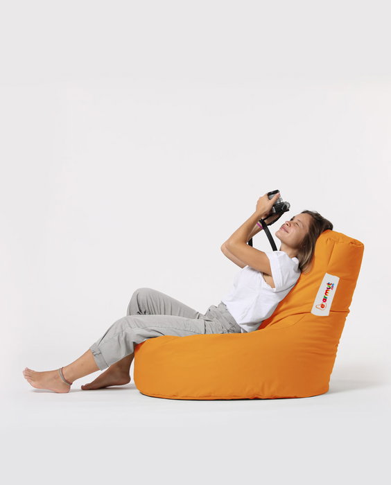 Atelier Del Sofa Puf de Jardín Naranja con Relleno de Espuma de Poliestireno Reciclada, Resistente al Agua, 70x80x35 cm