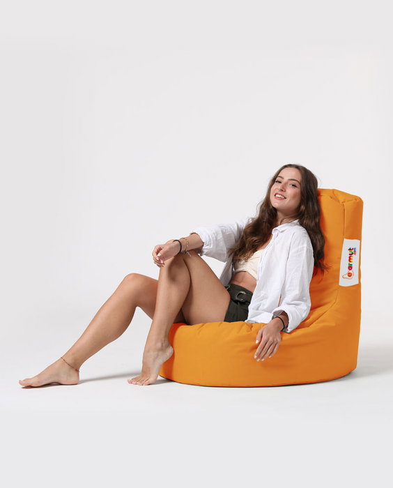 Atelier Del Sofa Puf de Jardín Naranja con Relleno de Espuma de Poliestireno Reciclada, Resistente al Agua, 70x80x35 cm