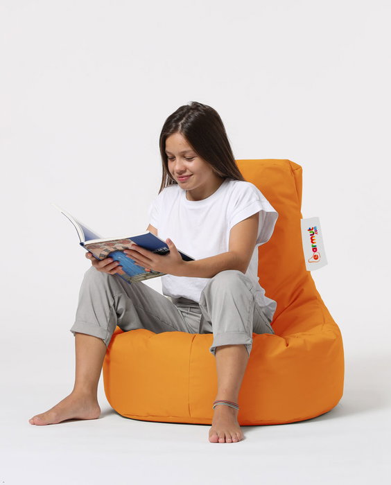 Atelier Del Sofa Puf de Jardín Naranja con Relleno de Espuma de Poliestireno Reciclada, Resistente al Agua, 70x80x35 cm