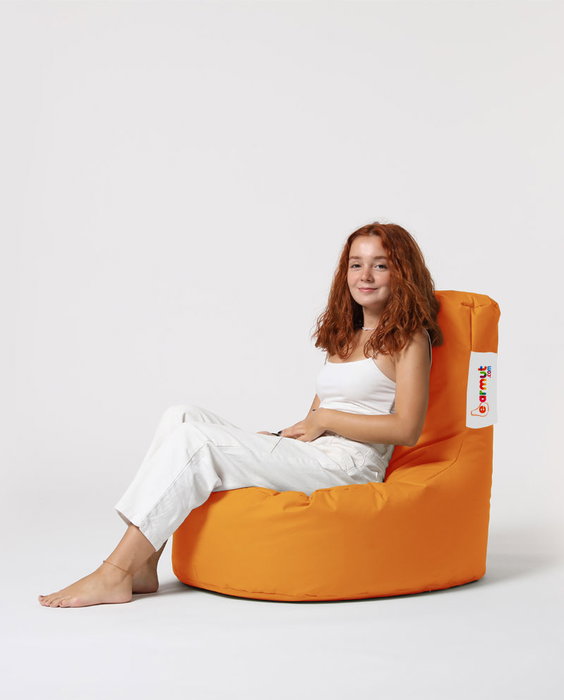 Atelier Del Sofa Puf de Jardín Naranja con Relleno de Espuma de Poliestireno Reciclada, Resistente al Agua, 70x80x35 cm
