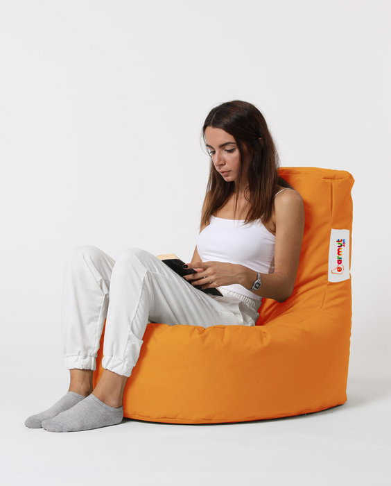 Atelier Del Sofa Puf de Jardín Naranja con Relleno de Espuma de Poliestireno Reciclada, Resistente al Agua, 70x80x35 cm