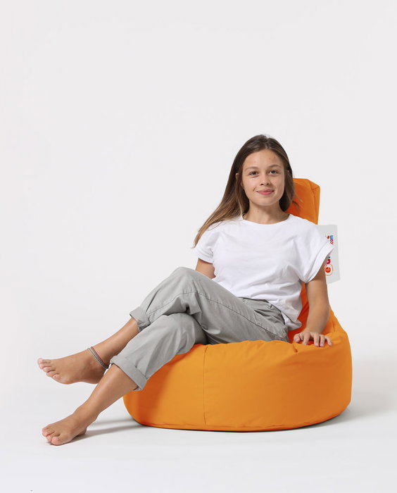 Atelier Del Sofa Puf de Jardín Naranja con Relleno de Espuma de Poliestireno Reciclada, Resistente al Agua, 70x80x35 cm