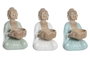 DKD Home Decor Figura Oriental Buda Portavela Verde Blanco Resina 9 x 14 x 9 cm (6 Unidades)