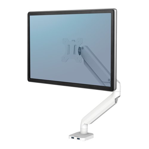 Fellowes Platinum Series Soporte de Monitor Blanco con Muelle a Gas y USB