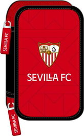 Plumier Doble Sevilla Fútbol Club Negro Rojo 12.5 x 19.5 x 4 cm (28 piezas)