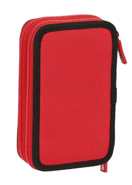 Plumier Doble Sevilla Fútbol Club Negro Rojo 12.5 x 19.5 x 4 cm (28 piezas)