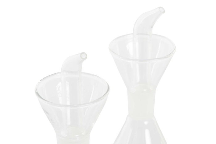 DKD Home Decor Set de Aceitera y Vinagrera de Borosilicato de 2 Piezas, Transparente