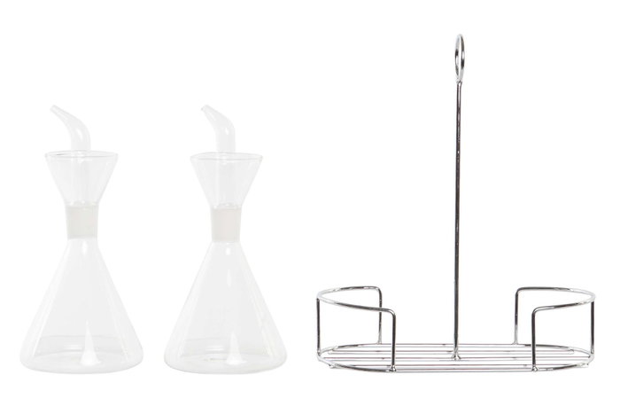 DKD Home Decor Set de Aceitera y Vinagrera de Borosilicato de 2 Piezas, Transparente