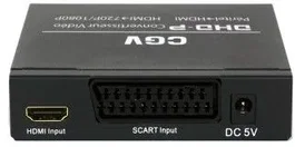 CGV Convertidor de TV DHD-P SCART a HDMI con Función de Escalado y Salida S/PDIF 1080p/60Hz