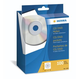 Herma Fundas de papel para CD/DVD 124x124 blancas, 100 uds