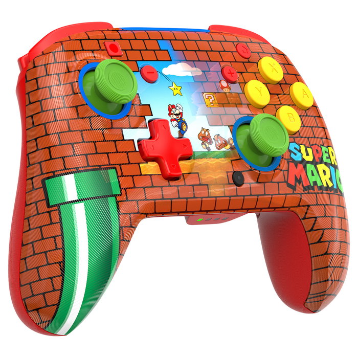 Turtle Beach Rematch Wireless - Mando inalámbrico para Nintendo Switch, Switch 2, Lite & OLED con diseño Mario Bricks, botones programables, USB-C y 40h autonomía