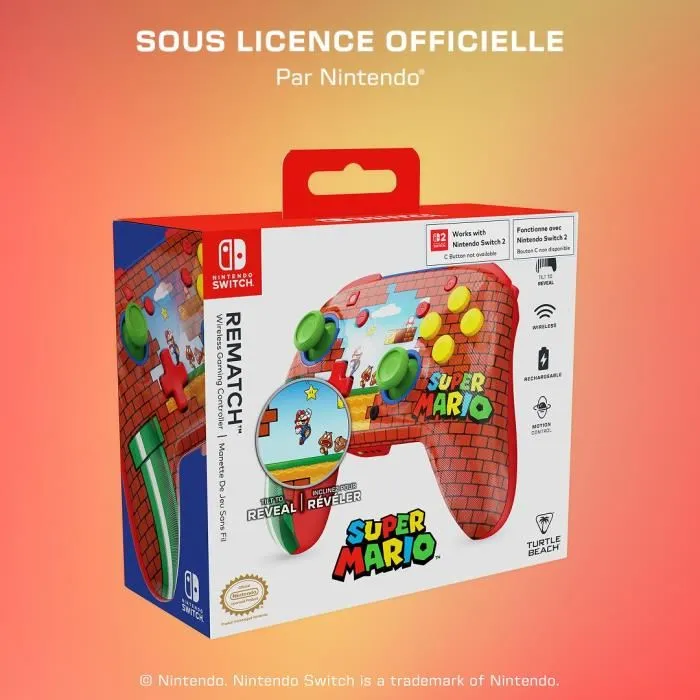 Turtle Beach Mando Inalámbrico para Nintendo Switch - Rematch Mario Bricks - Rojo - AABPE36054