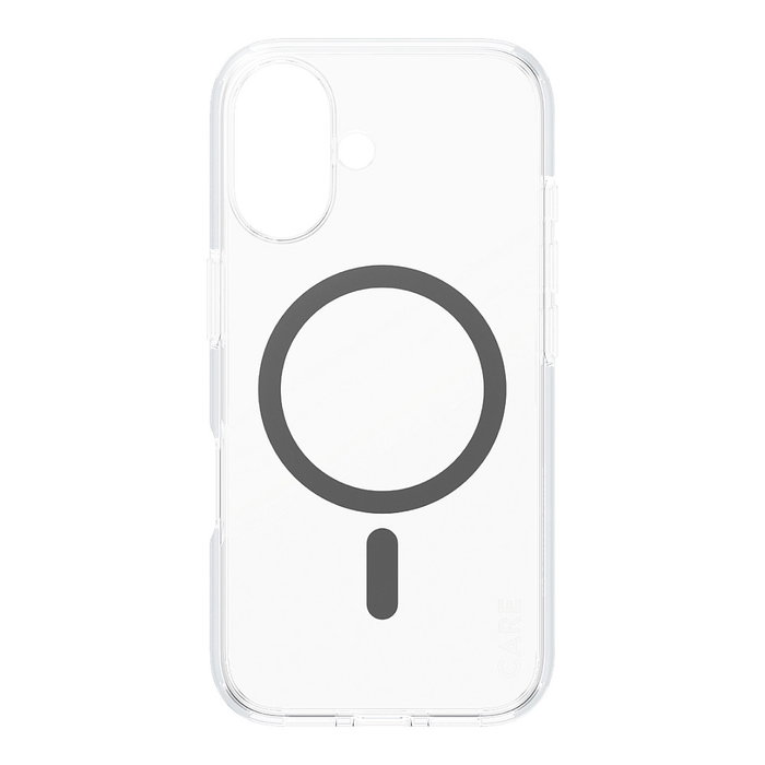 PanzerGlass CARE Case Flagship Black con MagSafe para iPhone 16, Transparente con bordes Negros, MIL-STD-810H, Policarbonato 100% Reciclado