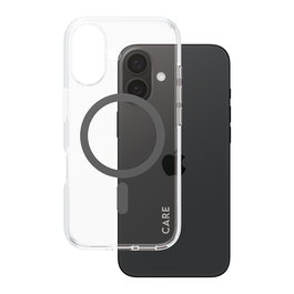 PanzerGlass CARE Case Flagship Black con MagSafe para iPhone 16, Transparente con bordes Negros, MIL-STD-810H, Policarbonato 100% Reciclado