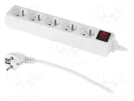 PLASTROL Prolongador de Alimentación con Interruptor, 1,5m, Blanco