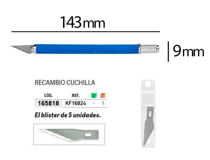 Q-connect Bisturi Metálico con Goma y 5 Cuchillas de Repuesto - Blíster 1 Unidad Q-connect Bisturi Metálico con Goma y 5 Cuchillas de Repuesto - Blíster 1 Unidad