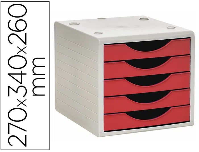 Archivo 2000 Ecogreen Archivotec Fichero Cajones Sobremesa, 5 Cajones, Rojo, 270x340x260 mm Archivo 2000 Ecogreen Archivotec Fichero Cajones Sobremesa, 5 Cajones, Rojo, 270x340x260 mm