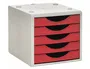 Archivo 2000 Ecogreen Archivotec Fichero Cajones Sobremesa, 5 Cajones, Rojo, 270x340x260 mm