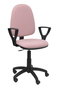 Silla de oficina Aýna con mecanismo Contacto permanente básico tapizada con Tela color Rosa pálido. Equipada con Base poliamida negra, Brazos fijos y Ruedas de nailon 50 mm