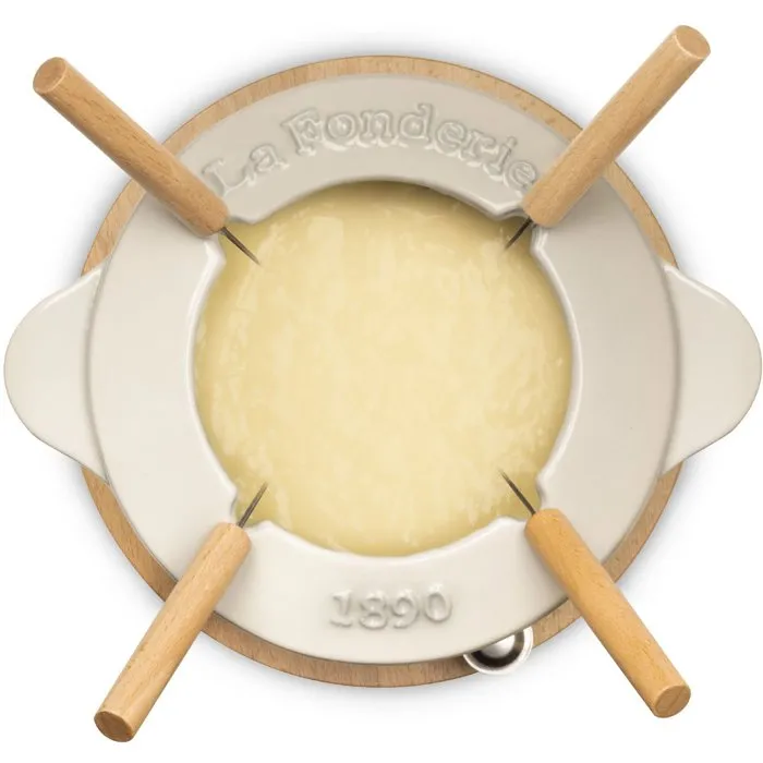 La Fonderie Mont Joly Olla para Fondue 1890 Esmaltada de Hierro Fundido 1.2L para 4 Personas Color Beige LAF3701335306986