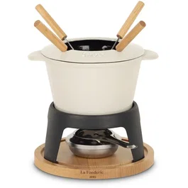 La Fonderie Mont Joly Olla para Fondue 1890 Esmaltada de Hierro Fundido 1.2L para 4 Personas Color Beige LAF3701335306986