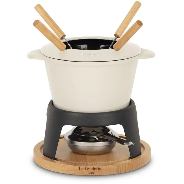 La Fonderie Mont Joly Olla para Fondue 1890 Esmaltada de Hierro Fundido 1.2L para 4 Personas Color Beige LAF3701335306986