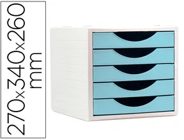 Archivo 2000 Ecogreen Archivotec Fichero Cajones sobremesa 5 cajones Azul Pastel 270x340x260 mm
