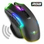 Spirit of Gamer ELITE M70 Ratón Gaming Inalámbrico Bluetooth + RF Óptico 4800 DPI 8 Botones Programables RGB Ergonómico para Mano Derecha Batería Recargable