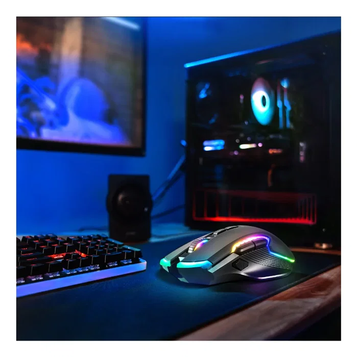 Spirit of Gamer ELITE M70 Ratón Gaming Inalámbrico Bluetooth + RF Óptico 4800 DPI 8 Botones Programables RGB Ergonómico para Mano Derecha Batería Recargable