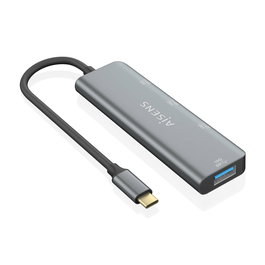 AISENS - HUB USB 3.2 GEN2 10G USB-C, USB-C/M-1xUSB-C/H-3xUSB-A/H, GRIS, 15CM