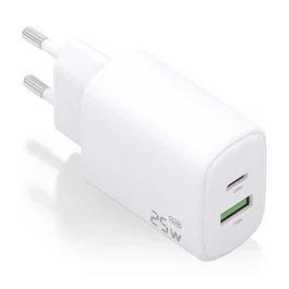 Aisens Cargador GaN 25W con USB-C PD3.0 y USB-A QC3.0 Blanco
