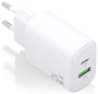 Aisens Cargador GaN 25W con USB-C PD3.0 y USB-A QC3.0, Blanco