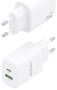 Aisens Cargador de Pared GaN 25W con USB-C PD 3.0 y USB-A QC 3.0, Blanco