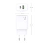Aisens Cargador de Pared GaN 25W con USB-C PD 3.0 y USB-A QC 3.0, Blanco