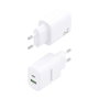 Aisens Cargador de Pared GaN 25W con USB-C PD 3.0 y USB-A QC 3.0, Blanco